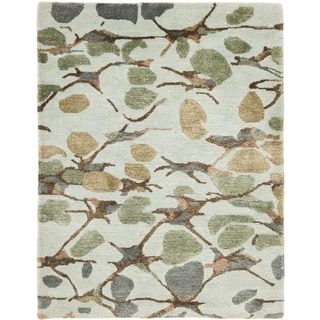 Martha Stewart Abstract Trellis S.House Slate Blue Silk/ Wool Rug (6' x 9')