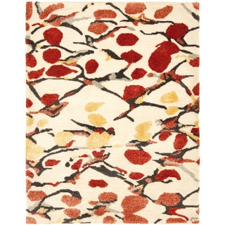 Martha Stewart Abstract Trellis Bard Red Silk and Wool Rug (6' x 9')