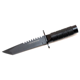 8.5-Inch Carbon Steel Survival Knife All Black and Sheath