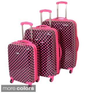 American Travel 3-piece Polka Dot Expandable Lightweight Hardside Spinner Luggage Set with TSA Lock