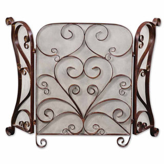Uttermost Daymeion Distress Cocoa Brown Fireplace Screen
