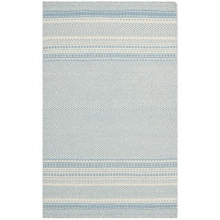 Safavieh Hand-woven Kilim Light Blue/ Ivory Wool Rug (3' x 5')