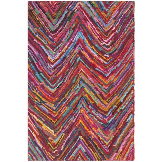 Safavieh Handmade Nantucket Abstract Chevron Pink/ Multi Cotton Rug (2' x 3')