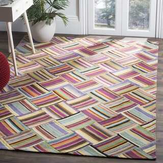 Safavieh Hand-woven Straw Patch Pink/ Multi Wool Rug (6' x 9')