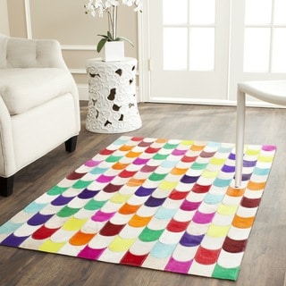 Safavieh Hand-woven Studio Leather Contemporary Ivory/Multicolored Rug (3' x 5')