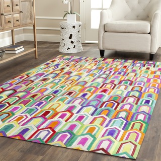 Safavieh Hand-woven Studio Leather Contemporary Ivory/ Multicolored Rug (5' x 8')