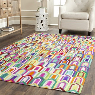 Safavieh Hand-woven Studio Leather Contemporary Ivory/ Multicolored Rug (8' x 10')