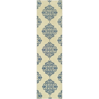 Safavieh Hand-Hooked Chelsea Ivory/Blue Geometric Wool Rug (2'6 x 14')