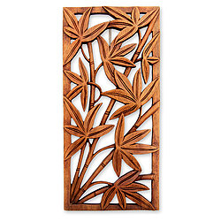 Suar Wood 'Autumn Song' Relief Panel Wall Sculpture (Indonesia)