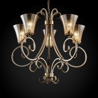 Justice Design Group 5-light Round Flared Uplight Antique Brass Chandelier
