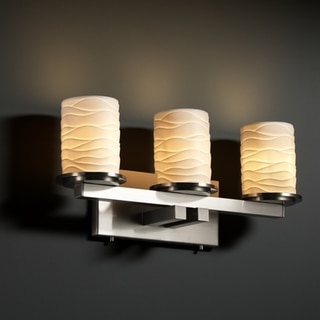 Justice Design Group 3-light Flat Rim 'Waves' Brushed Nickel Bath Bar Fixture