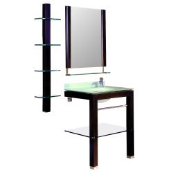 Decolav Espresso Stained Vanity with Matching Mirror, Shelf and Sink