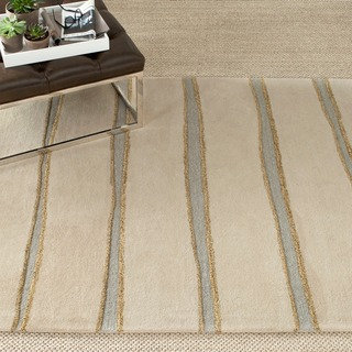 Martha Stewart Chalk Stripe Wheat Beige Wool/ Viscose Rug (2'6 x 4'3)
