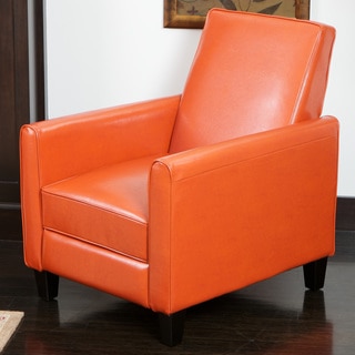 Darvis Orange Bonded Leather Recliner Club Chair by Christopher Knight Home