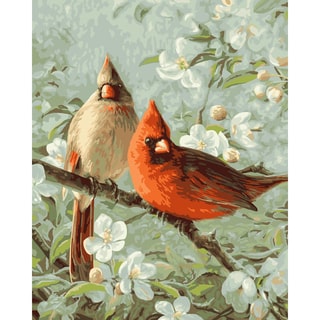 Paint By Number Kit 16"X20"-Cardinals & Cherry Blossoms