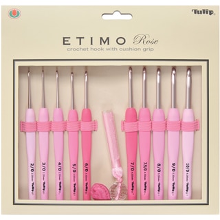 Tulip Etimo Rose Crochet Hook Set-10 Hooks/Scissors/Yarn Needles/Case