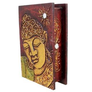 Handmade 8-inch Buddha Decorative Book-style Box (Indonesia)