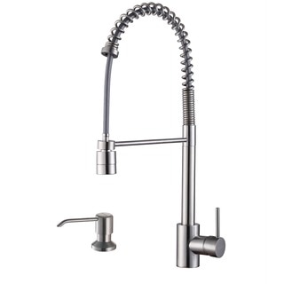 Ruvati Stainless Steel Commercial Style Kitchen Faucet with Soap Dispenser