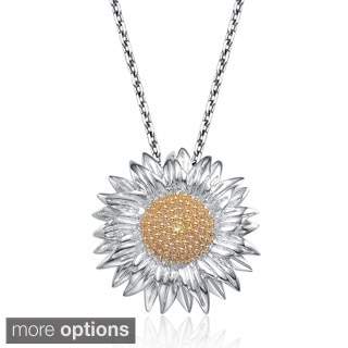 Collette Z Sterling Silver Cubic Zirconia Sunflower Necklace