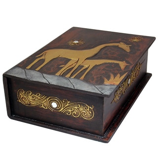 13-Inch Carved Giraffe Book Style Box (Indonesia)