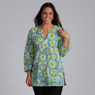Green and Blue Circles Cotton Tunic (India)