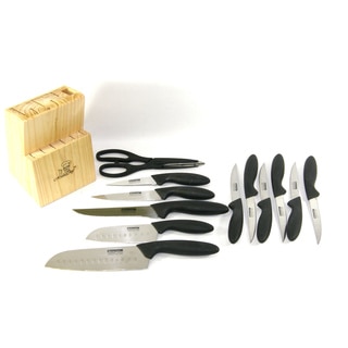Masterchef Cutlery 13-piece Eversharp Ergonomically Handled Kitchen Knife Set with Two 7, and 5-inch Santoku Chef Style Knives