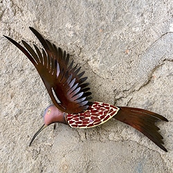 Handcrafted Iron 'Ruby Breasted Hummingbird' Wall Sculpture (Mexico)