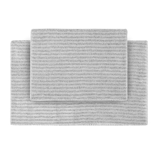Somette Xavier Stripe Platinum Grey Bath Rugs (2 pc)