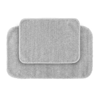 Somette Plush Deluxe Platinum Grey 2-piece Bath Rug Set
