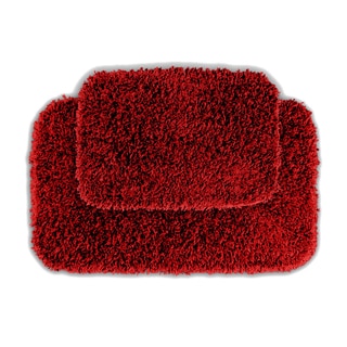 Somette Quincy Super Shaggy Chilli Pepper Red Washable 2-piece Bath Rug Set