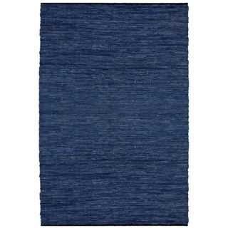 Hand-woven Matador Blue Leather Rug (10' x 14')