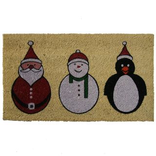 Rubber-Cal 'Santa, Snowman and Penguin' Coir Holiday Door Mat