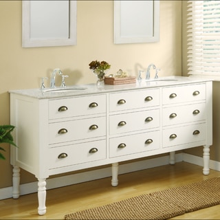 Direct Vanity 70-inch White Harvest Pearl Double Sink Vanity with Cabinets