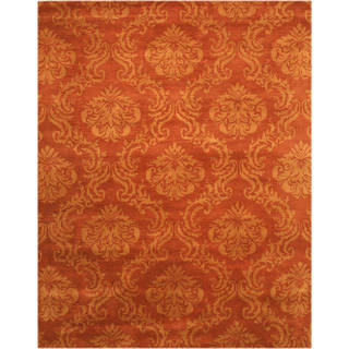 Hand-tufted Wool Rust Transitional Floral Mona Rug (8'9 x 11'9)