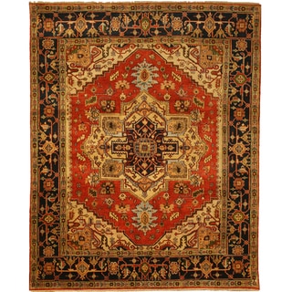 Hand-knotted Wool Rust Traditional Oriental Serapi Rug (12' x 18')