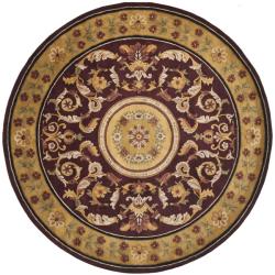 Safavieh Handmade Classic Agra Burgundy/ Gold Wool Rug (8' Round)