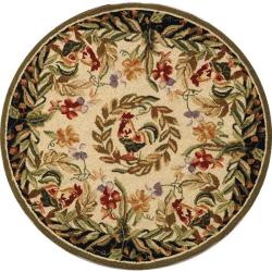 Safavieh Hand-hooked Rooster and Hen Cream/ Black Wool Rug (8' Round)