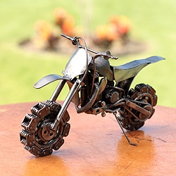 Recycled Auto Part 'Rustic Motocross Bike' Sculpture (Mexico)