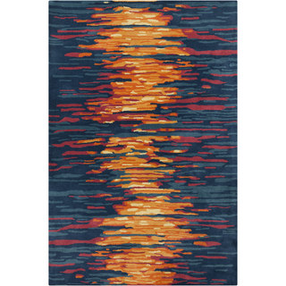 Hand-tufted Allie Abstract Blue Wool Rug (5' x 7'6)