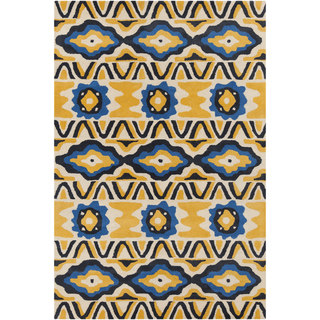 Hand-tufted Allie Abstract Yellow Wool Rug (5' x 7'6)