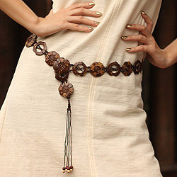 Handcrafted Coconut Shell 'Thai Forest' Belt (Thailand)