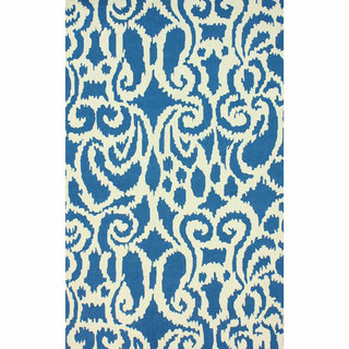 nuLOOM Handmade Damask Ikat Blue Wool Rug (6' x 9')