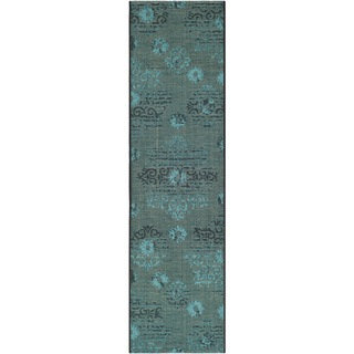 Safavieh Palazzo Black/Turquoise Overdyed Chenille Accent Rug (2' x 3'6")