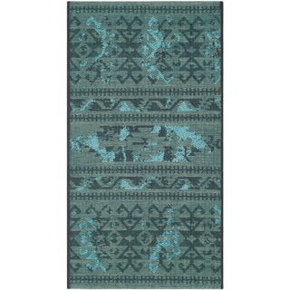 Safavieh Palazzo Transitional Black/Turquoise Overdyed Chenille Rug (2' x 3'6")