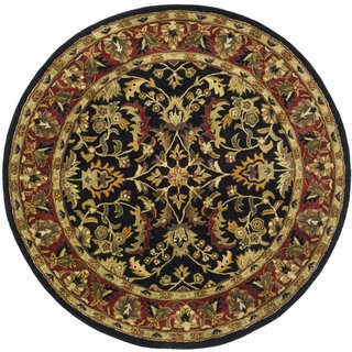 Safavieh Handmade Heritage Timeless Traditional Black/ Red Wool Rug (10' Round)