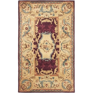 Safavieh Hand-made Empire Burgundy/ Gold Wool Rug (4' x 6')