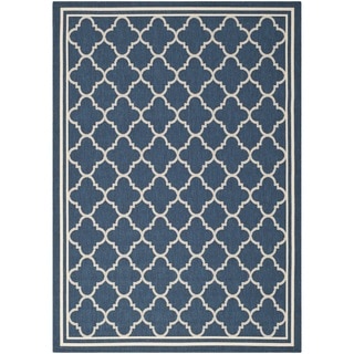 Safavieh Dhurrie Indoor/Outdoor Courtyard Navy/Beige Rug (5'3 x 7'7)