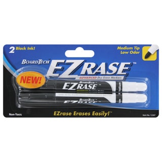 Board Tech EZrase Low Odor Dry Erase Whiteboard Markers Black Ink Medium Tip