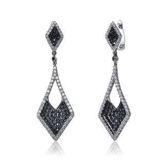 Collette Z Sterling Silver Black and White Cubic Zirconia Earrings
