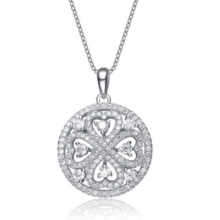 Collette Z Sterling Silver Cubic Zirconia Circle Drop Necklace